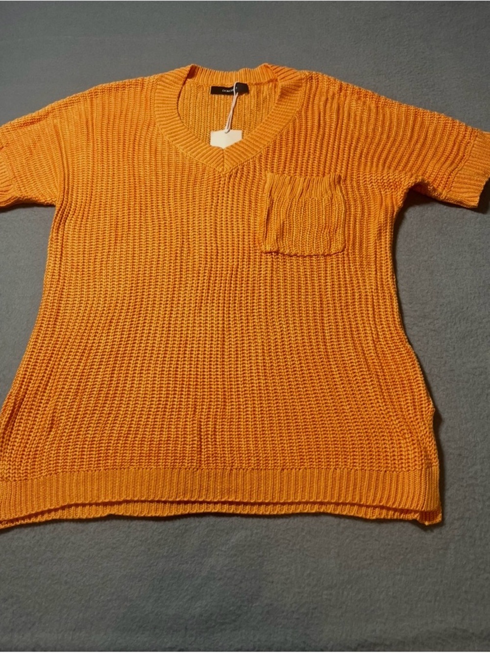 Women’s V-Neck Short Sleeve Knit Tunic - Orange